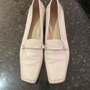 Franco Sarto Shoes Cream Kitten Heel with Braid Square Toe - 8M